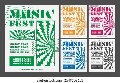 Diseño de póster de música multicolor que incluye negrita, y2k, brutalismo Plantilla de elementos retro con texto ficticio para cualquier propósito.