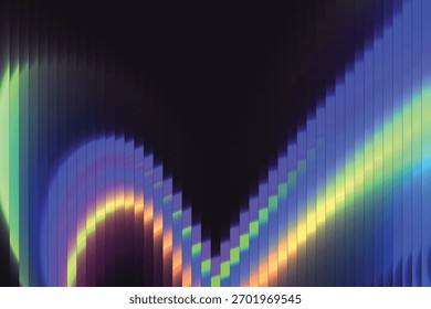 Multicolor Neon Ribbed Gradient Fractal Ripple Background