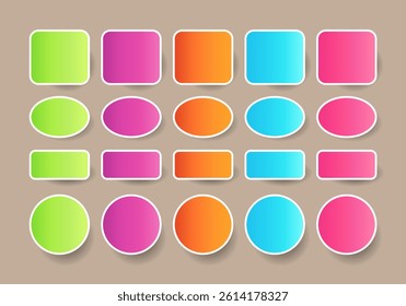 Multicolor notes vector realistic illustration, sticky note collection with shadows