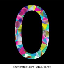Multicolor number 0 on a black background