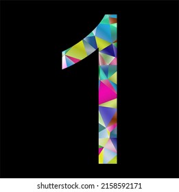 Multicolor number 1 on a black background