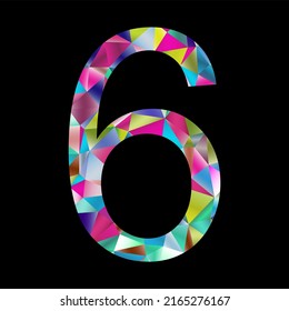Multicolor number 6 on a black background