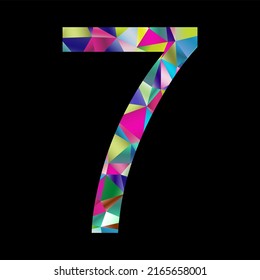 Multicolor number 7 on a black background