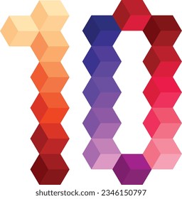 número diez multicolor, aislado en fondo blanco, ilustración vectorial