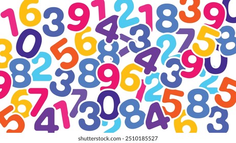 multicolor numbers numeric letters kids and children color book maths and mathematics lessons student and teacher digits.