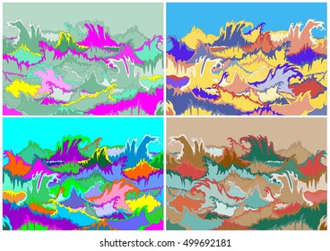 Multicolor ocean sea storm waves 