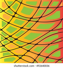 Multicolor orange and green geometric mosaic pattern or background