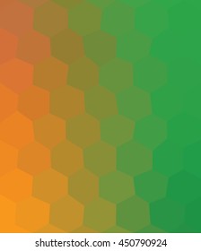 Multicolor orange and green hexagon. 