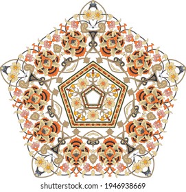 Multicolor ornament in arabesque or mandala style. Decorative element for design. Vector illustration. 