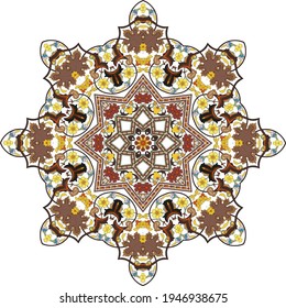 Multicolor ornament in arabesque or mandala style. Decorative element for design. Vector illustration. 