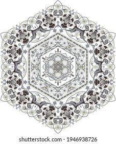 Multicolor ornament in arabesque or mandala style. Decorative element for design. Vector illustration. 