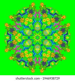 Multicolor ornament in arabesque or mandala style. Decorative element for design. Vector illustration. 