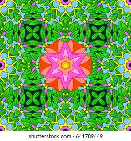 Multicolor ornament of small simple blue flowers, vector abstract seamless pattern for fabric or textile design.