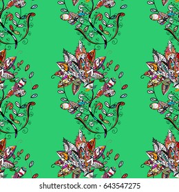 Multicolor ornament of small simple blue flowers, vector abstract seamless pattern for fabric or textile design.