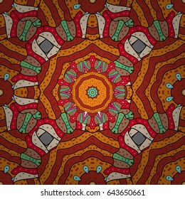 Multicolor ornament of small simple blue flowers, vector abstract seamless pattern for fabric or textile design.