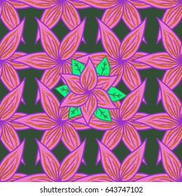 Multicolor ornament of small simple blue flowers, vector abstract seamless pattern for fabric or textile design.