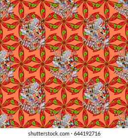 Multicolor ornament of small simple blue flowers, vector abstract seamless pattern for fabric or textile design.