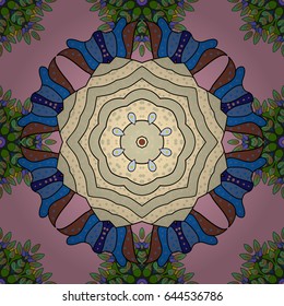 Multicolor ornament of small simple blue flowers, vector abstract seamless pattern for fabric or textile design.
