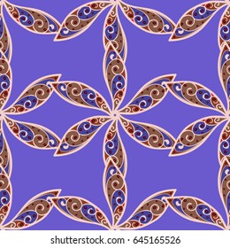 Multicolor ornament of small simple blue flowers, vector abstract seamless pattern for fabric or textile design.