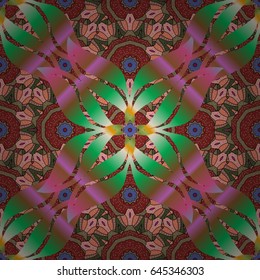 Multicolor ornament of small simple blue flowers, vector abstract seamless pattern for fabric or textile design.