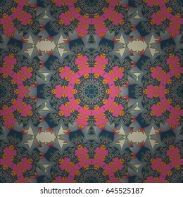 Multicolor ornament of small simple blue flowers, vector abstract seamless pattern for fabric or textile design.