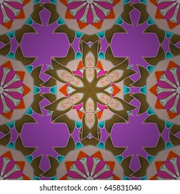Multicolor ornament of small simple blue flowers, vector abstract seamless pattern for fabric or textile design.