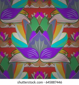 Multicolor ornament of small simple blue and pink flowers, vector abstract seamless pattern for fabric or textile design.