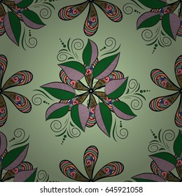 Multicolor ornament of small simple blue flowers, vector abstract seamless pattern for fabric or textile design.