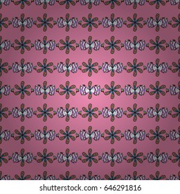 Multicolor ornament of small simple blue and pink flowers, vector abstract seamless pattern for fabric or textile design.