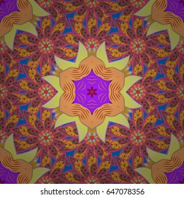 Multicolor ornament of small simple blue flowers, vector abstract seamless pattern for fabric or textile design.