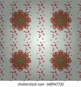 Multicolor ornament of small simple blue, red and pink flowers, vector abstract seamless pattern for fabric or textile design.