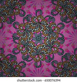 Multicolor ornament of small simple blue flowers, vector abstract seamless pattern for fabric or textile design.