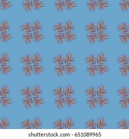 Multicolor ornament of small simple blue flowers, vector abstract seamless pattern for fabric or textile design.