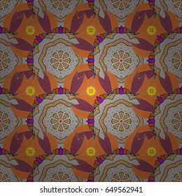 Multicolor ornament of small simple colorfil flowers, vector abstract seamless pattern for fabric or textile design.