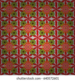 Multicolor ornament of small simple colorful flowers, vector abstract seamless pattern for fabric or textile design.