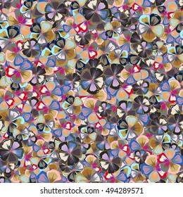 Multicolor ornament of small simple flowers, vector abstract seamless pattern for design and textile.
