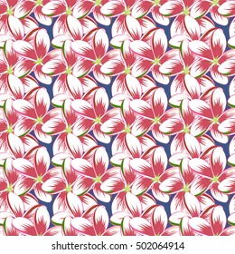 Multicolor ornament of small simple flowers, vector abstract seamless pattern for design and textile. Multicolored background.