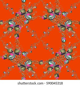 Multicolor ornament of small simple flowers, vector abstract seamless pattern for design and textile.