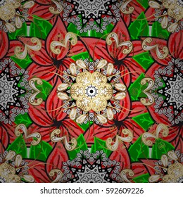 Multicolor ornament of small simple flowers, vector abstract seamless pattern for fabric or textile design.
