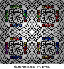 Multicolor ornament of small simple flowers, vector abstract seamless pattern for fabric or textile design.