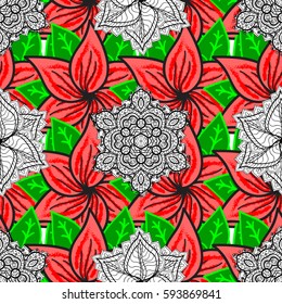 Multicolor ornament of small simple flowers, vector abstract seamless pattern for fabric or textile design.