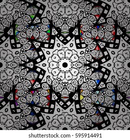 Multicolor ornament of small simple flowers, vector abstract seamless pattern for fabric or textile design.