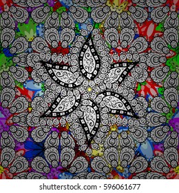Multicolor ornament of small simple flowers, vector abstract seamless pattern for fabric or textile design.