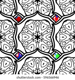 Multicolor ornament of small simple flowers, vector abstract seamless pattern for fabric or textile design.