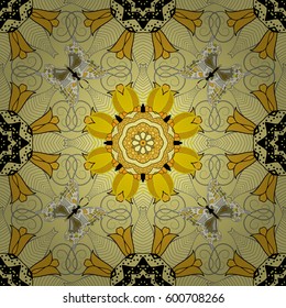 Multicolor ornament of small simple flowers, vector abstract seamless pattern for fabric or textile design.
