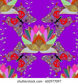 Multicolor ornament of small simple flowers, vector abstract seamless pattern for fabric or textile design.