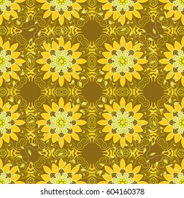 Multicolor ornament of small simple flowers, vector abstract seamless pattern for fabric or textile design.