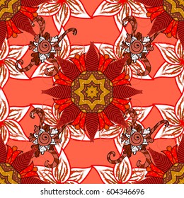 Multicolor ornament of small simple flowers, vector abstract seamless pattern for fabric or textile design.