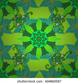 Multicolor ornament of small simple flowers, vector abstract seamless pattern for fabric or textile design.