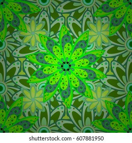 Multicolor ornament of small simple flowers, vector abstract seamless pattern for fabric or textile design.